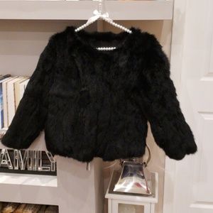 Real rabbit black coat